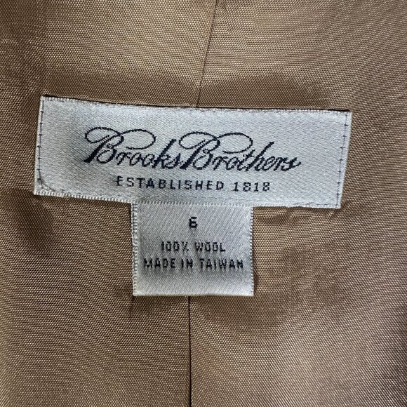 Brooks Brothers Blazer Women Size 6 Brown Two-Button Jacket 100% Wool Office - Picture 9 of 10